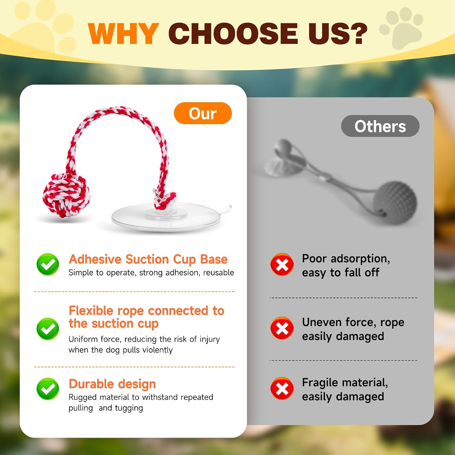 Interactive Dog Toy with Suction Cup, Rope Ball & Built-in Bell, Red White | Tug-of-War Interactive Play|Supports Puppy Teething & Healthy Chewing|Designed for Small Dogs|Solo Indoor Enrichment Toy
