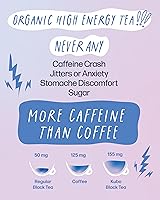 Vista 2 de Té de alta cafeína (155 mg) - Kubo Tea: Bolsitas de té Earl Grey negro orgánico para energía limpia y enfoque Sustituto saludable del café