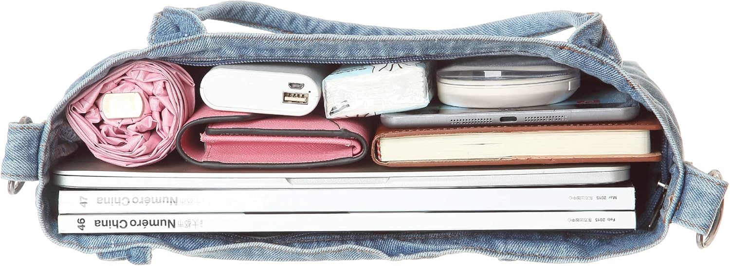 AOCINA Denim Purse Jean Tote Bag for Women Crossbody Shoulder Weekend Bags Denim Purses and Handbags for Women - Image 6