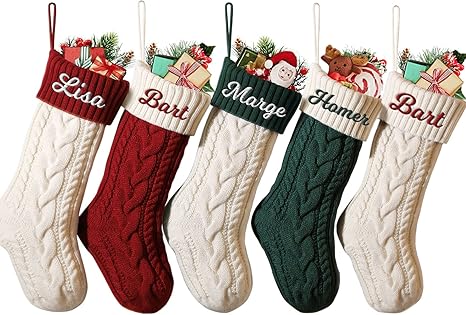 Calza Natale Anshome - Lavorata A Maglia Righe Rosse 45.8 Cm Con Zampa