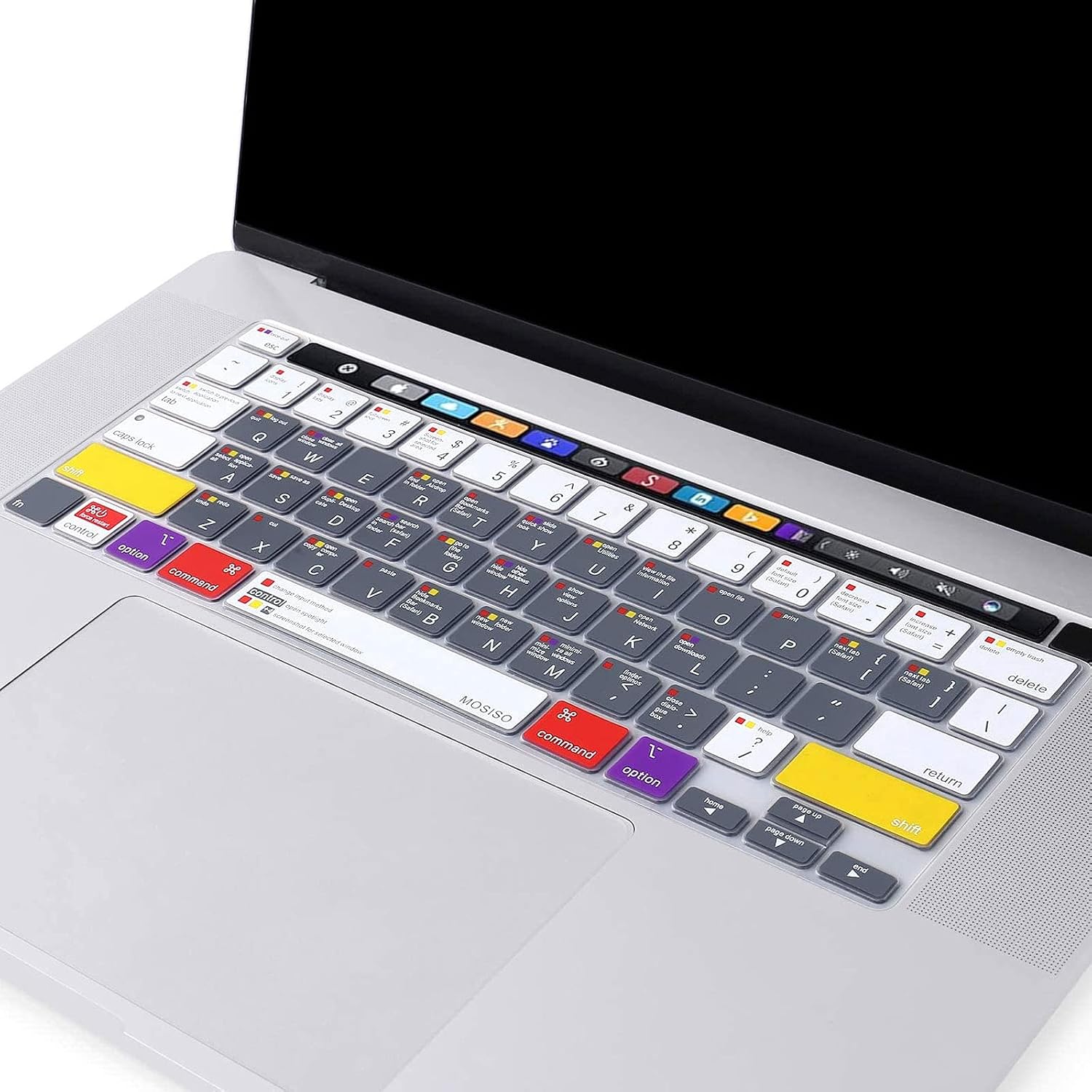 MOSISO Keyboard Cover Compatible with MacBook Pro 13 inch M2 2023,2022, 2021 2020 M1 A2338 A2289 A2251 & Compatible with MacBook Pro 16 2020 2019 A2141 Touch ID, Silicone Skin, Mac OS X Shortcut,White
