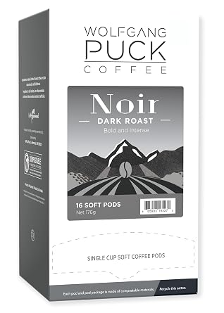 Wolfgang Puck Coffee, Noir, 12 Gram Soft Pods, 16 Count Pack of 1