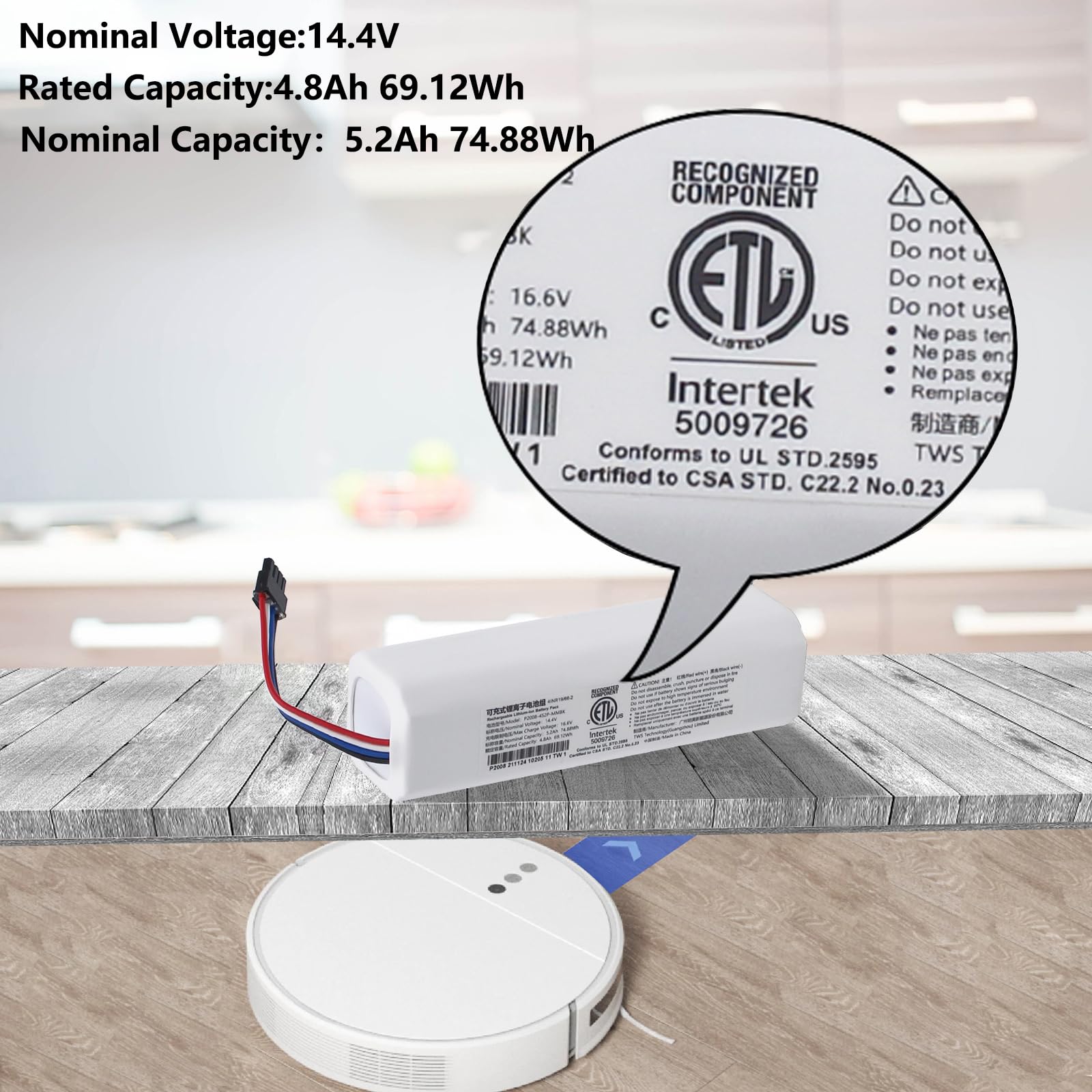 Batterie Li-ion IMILAB V1 5200mAh pour aspirateur Robot Viomi, accessoires, pièces de rechange, chargement  6