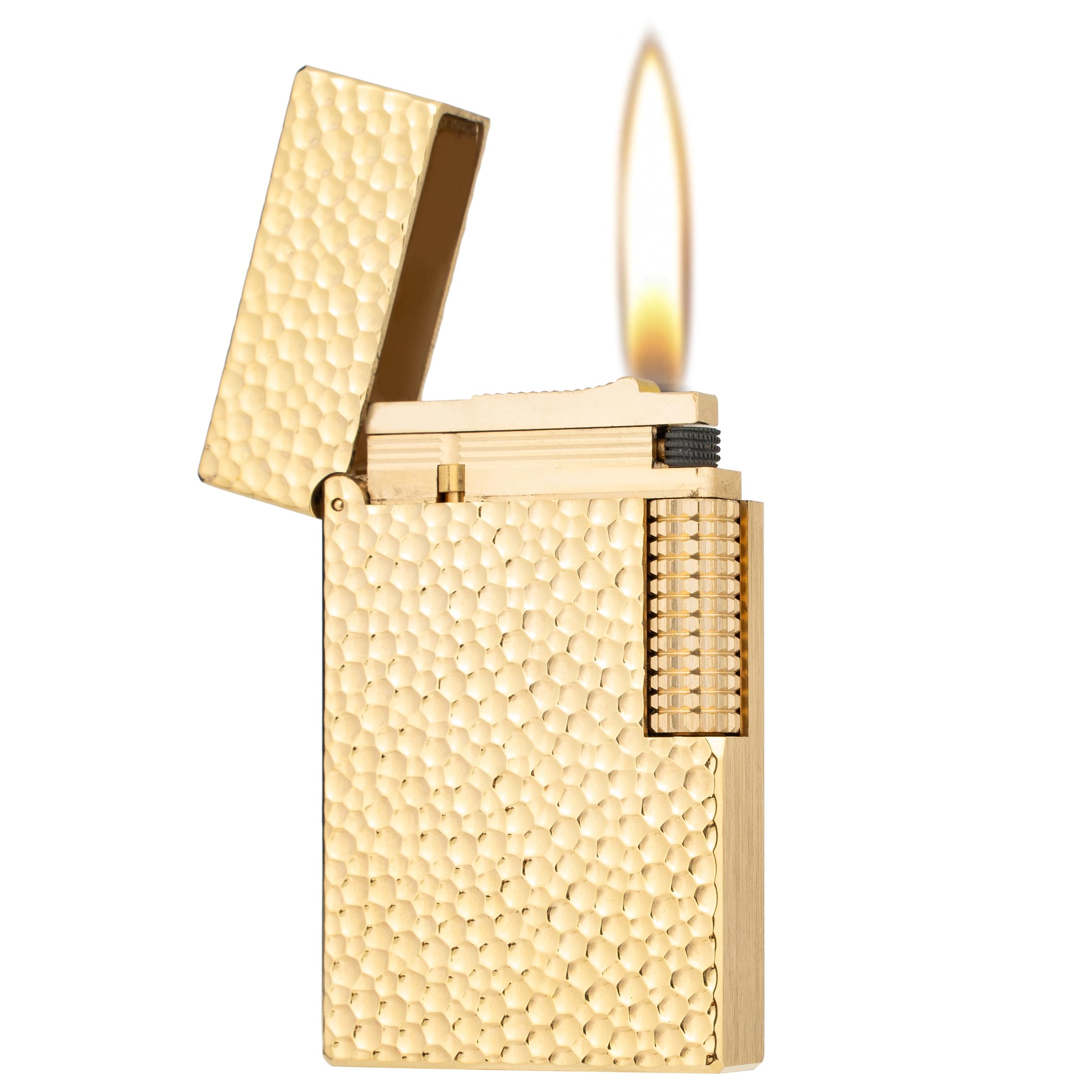 Classic Soft Flame Solid Brass Kerosene Lighter Side Wheel Lighter for Outdoor Camping Men's Gifts (Meteorite Crater Brass)