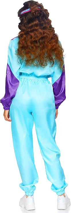 Leg Avenue Women's 2 Pc 80s Track Suit Costume With Jumpsuit, Headband