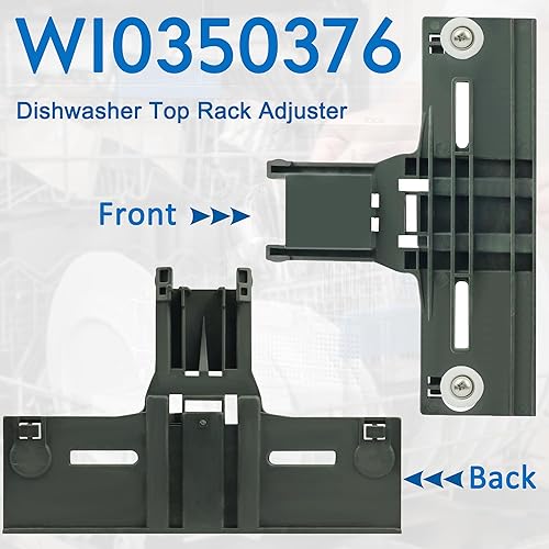 Miniatura 2 de Paquete de 2 piezas de ajuste de rejilla superior para lavavajillas W10350376 con piezas superiores W10195840 y W10195839 y W10250160 y W10508950