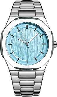 Wrist Watches for Men, Nautilus Stainless Steel Quartz Movement Date Luxury Diamond Style Men's Luminous Hands Casual Business Watches