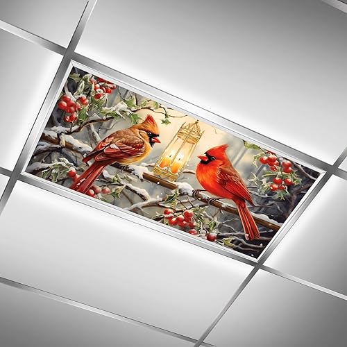 Miniatura 9 de Cubiertas de luz fluorescente de ciervos navideños para aula, 4 x 2 pies, cubierta roja para luz de techo de automóvil, decoración de hospital,