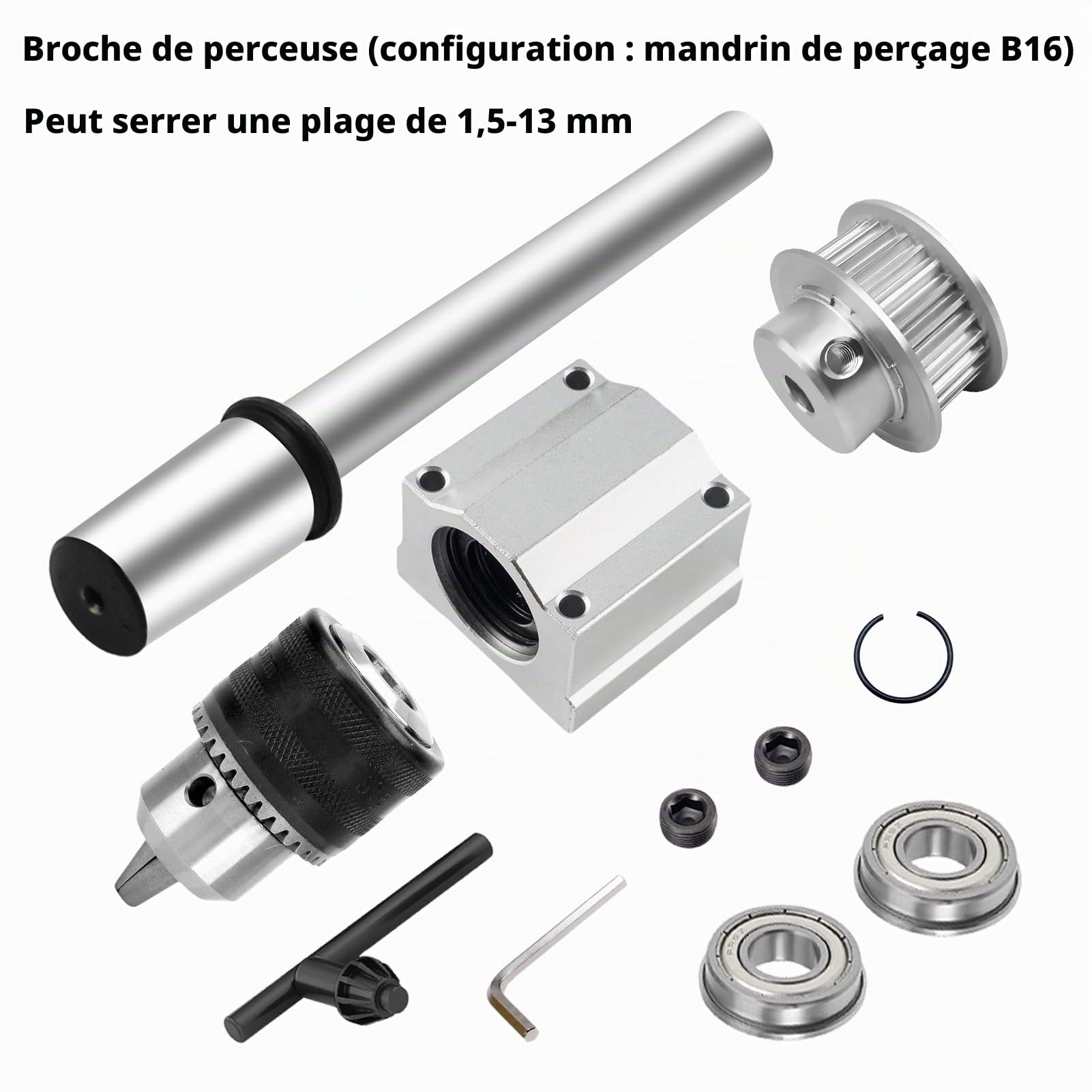 Perceuse De Table Broche Non Alimentée, perceuse d'établi 1,5-13 mm broche non entraînée ensemble de broche de scie circulaire d'établi pour la découpe et le polissage indépendants(B16)