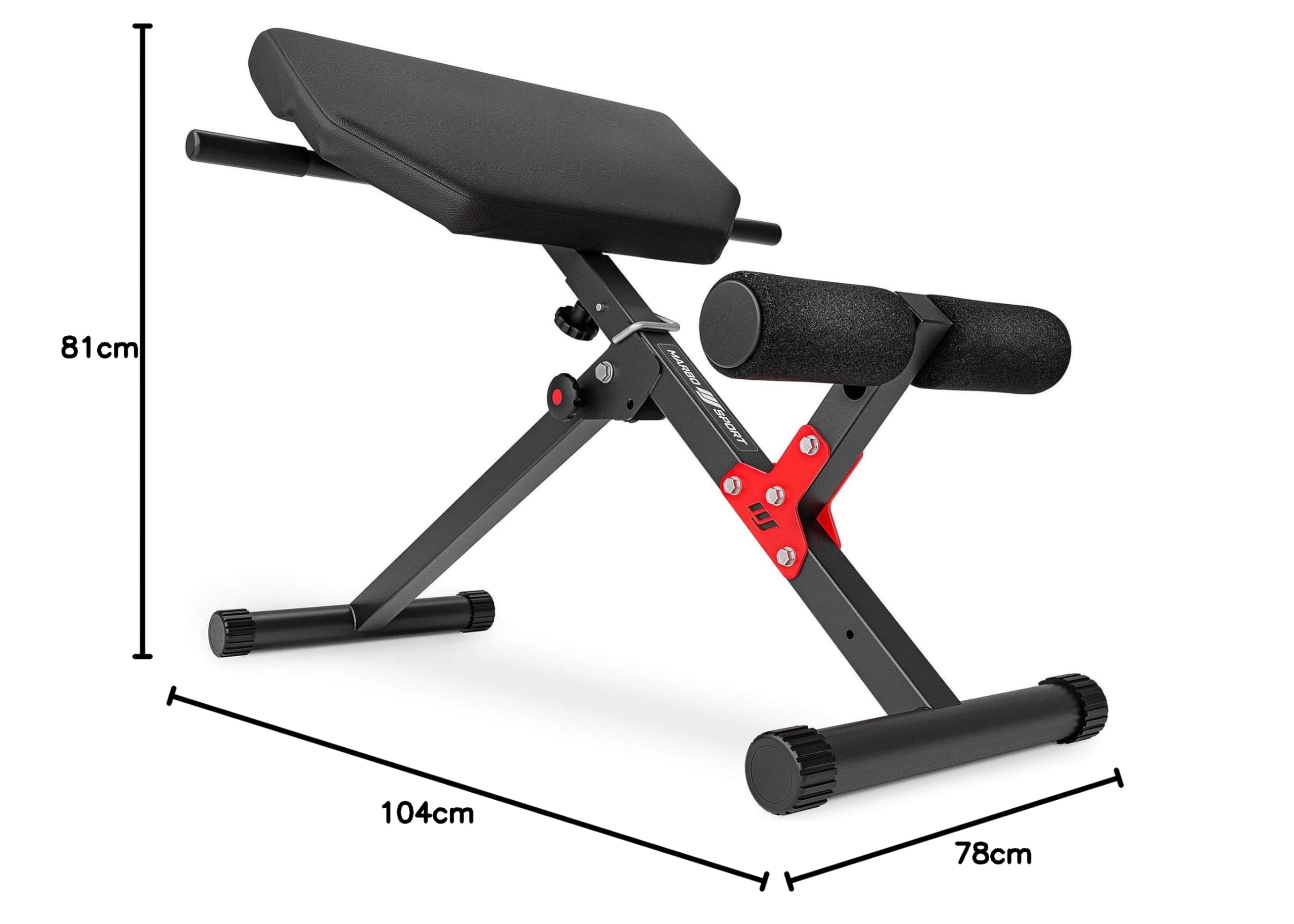 Marbo Sport - Rückenstrecker Gerät - Hyperextension Rückentrainer - Verstellbarer Rücken- & Bauchtrainer für Zuhause, Hyperextension Bank für Rücken, Core und Bauchübungen - MH-L116