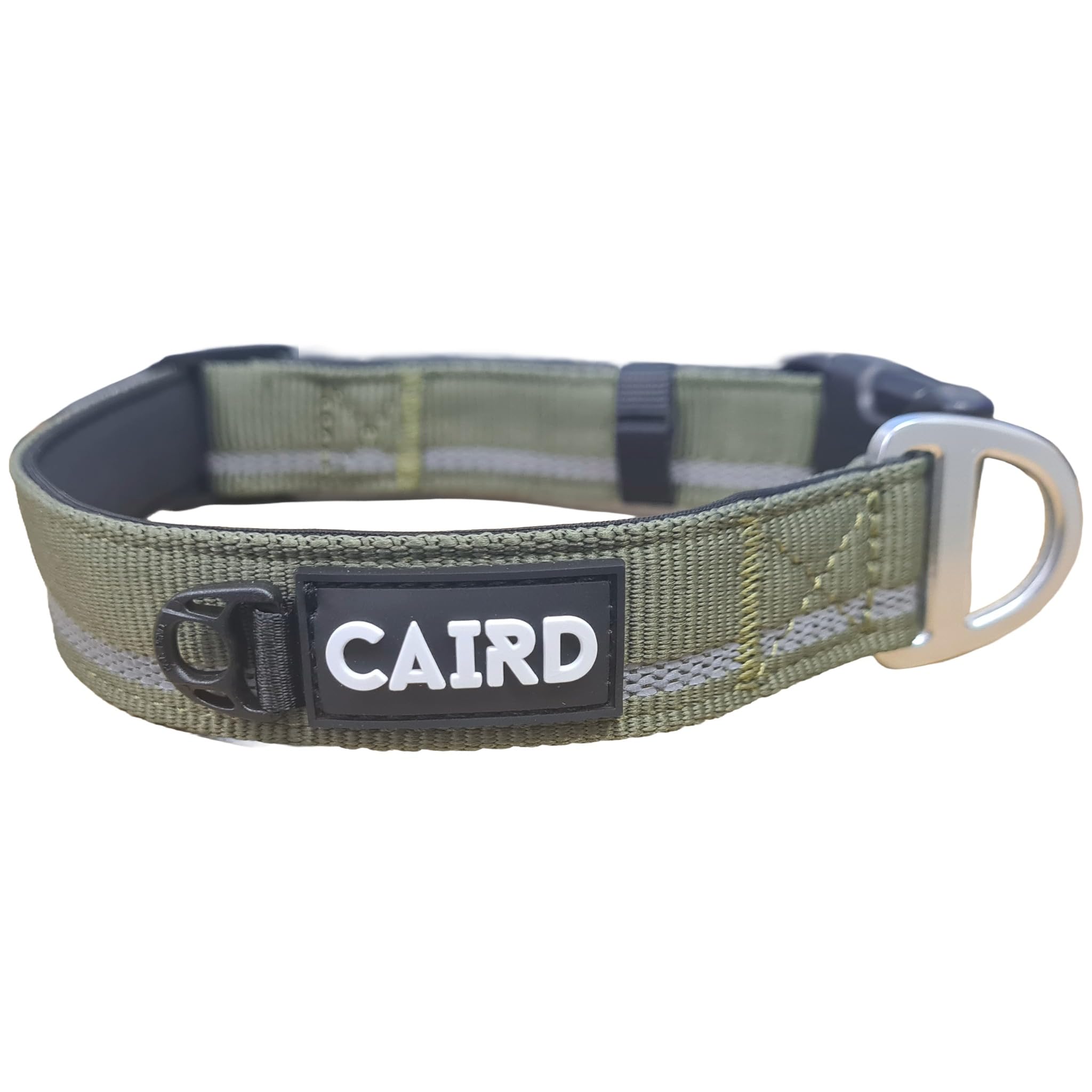 Collier chien en nylon haut de gamme et aluminium léger CAIRD kaki