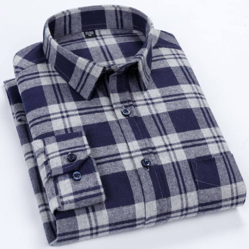 Camicia In Cotone A Maniche Lunghe Da Uomo,Camicia Casual Da Uomo A Manica Lunga, Camicia Da Uomo In Flanella Di Cotone A Quadri Manica Lunga Con Taschino Sul Petto Camicia In Cotone Caldo Camicia R