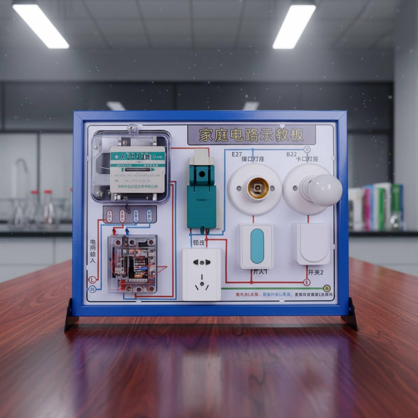 harayaa Scheda Didattica Circuito Elettrico Pannello Dimostrativo Elettrico Modello Impianto Layout Realistico Elementi Domestici per Corsi Tecnici Scuole, Piccolo 30 40cm