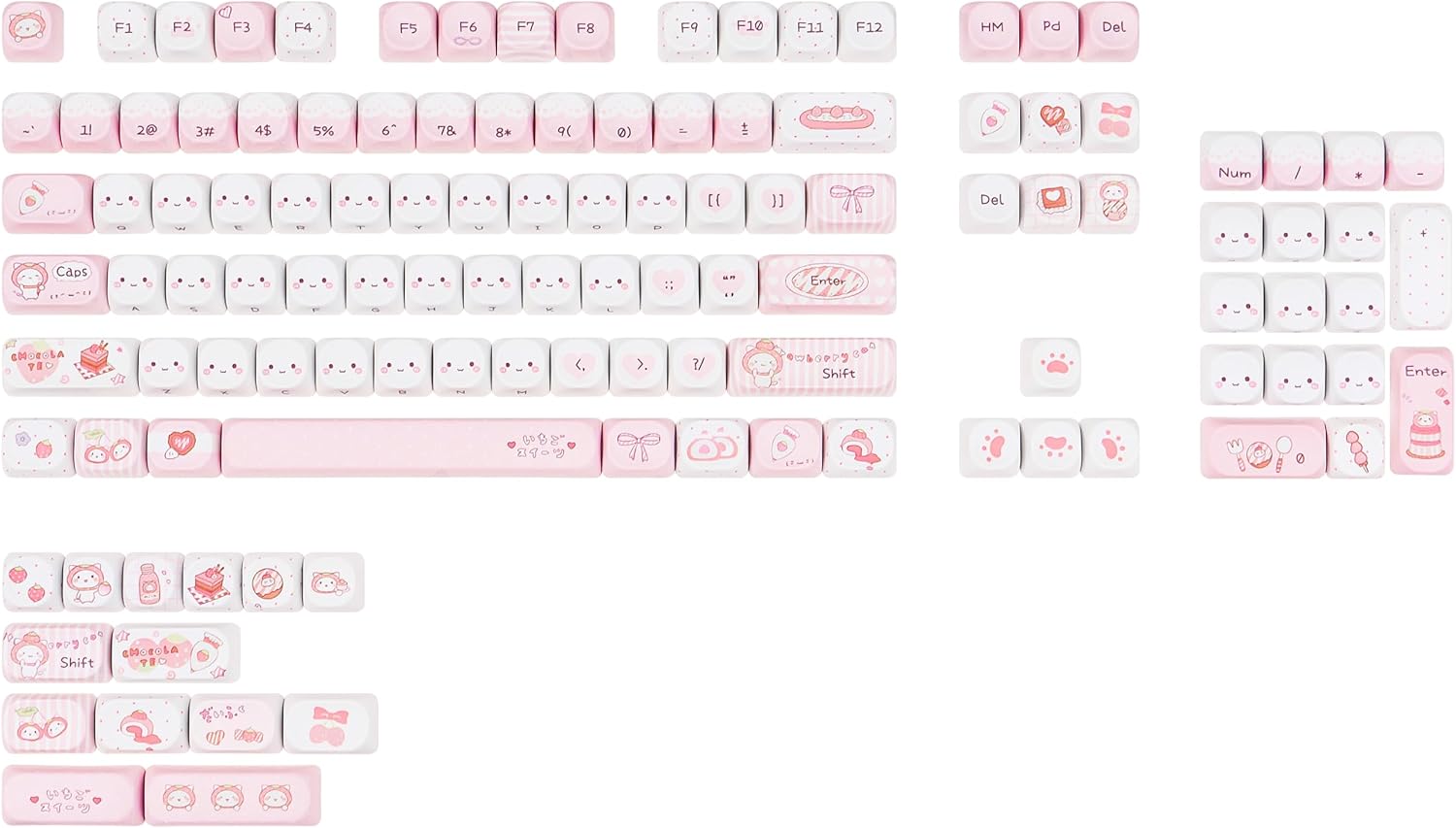 118-key PBT Pink Cat Theme Dye-Sublimation MOA Profile Keycaps