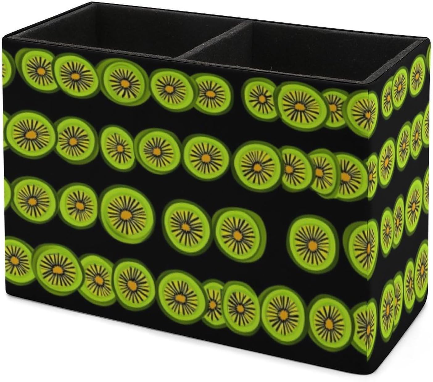 Kiwi Fruit Print Pencil Pen Holder PU Leather Desk Storage Organizer Makeup Brush Box