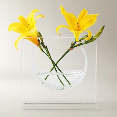 Z Gallerie Solaris 8 Inch Clear Glass Vase, Small | Decorative Flower Vase, Table Centerpieces, Modern Home Table Decor, Wedding & Housewarming Gift