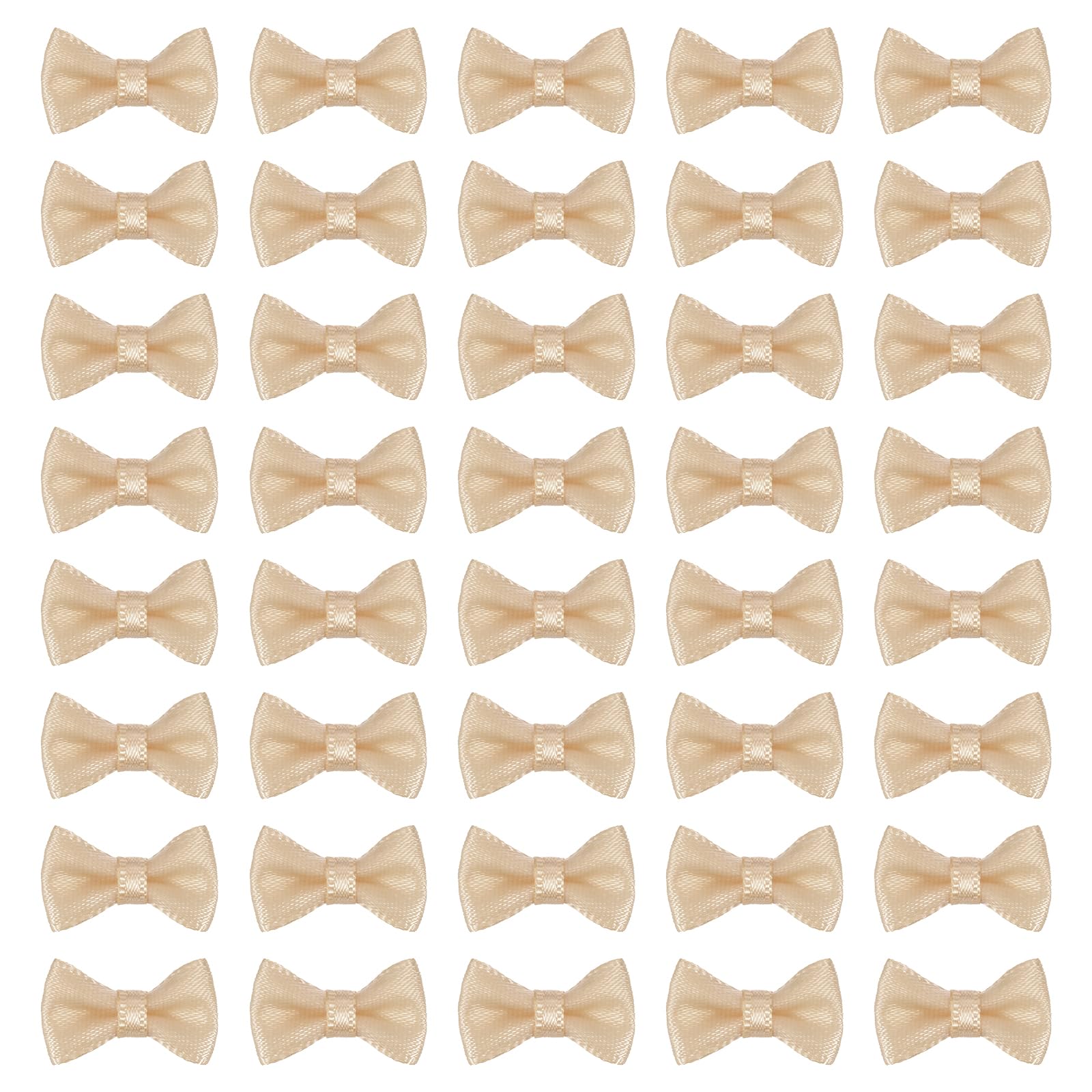 sourcing map 100 Pcs Mini Ribbon Bow 0.8" Mini Fabric Satin Ribbon Flower Bows for Craft DIY Sewing Wedding Birthday Party, Khaki