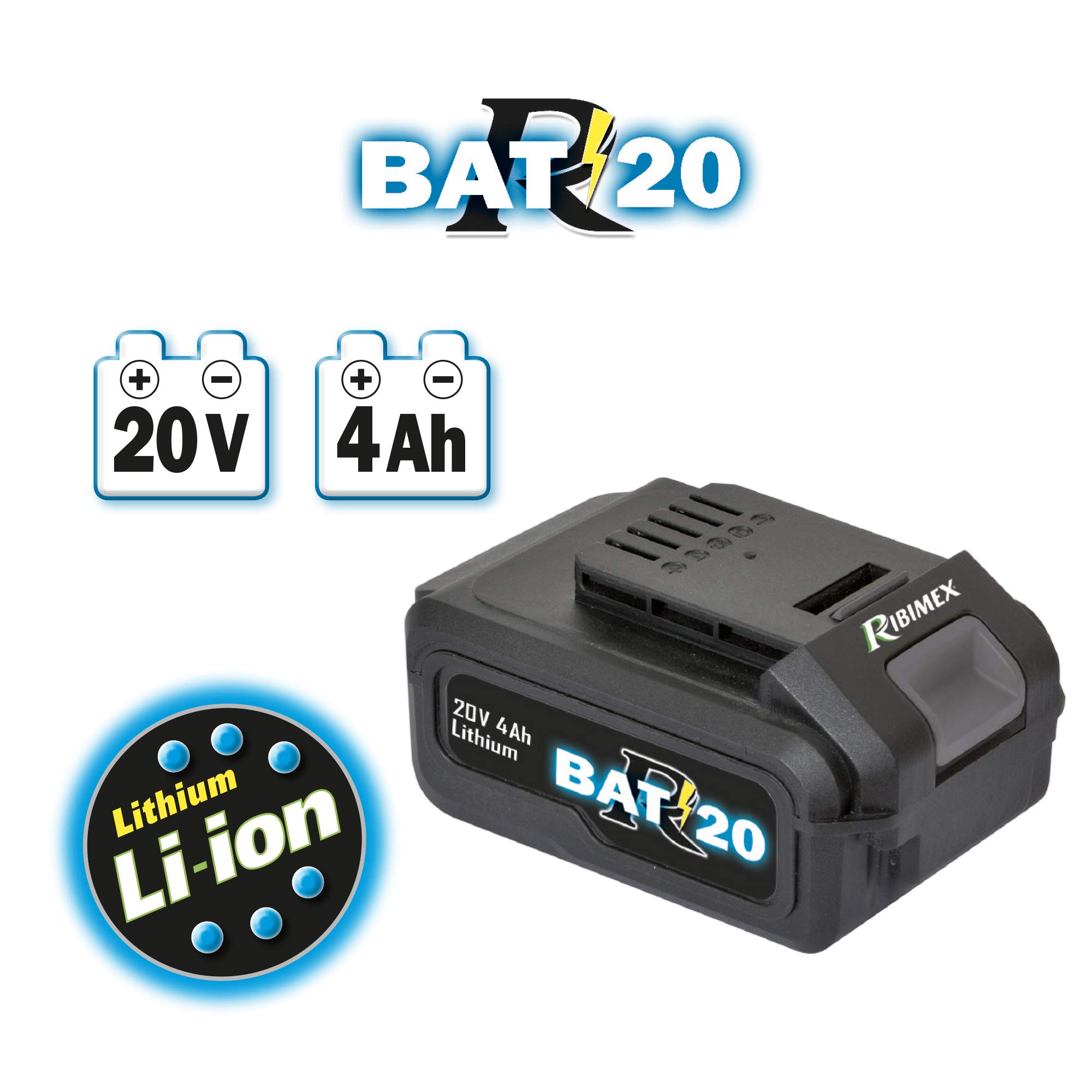 RIBILAND Batteria al Litio 20V - 4 Ah - RBAT20