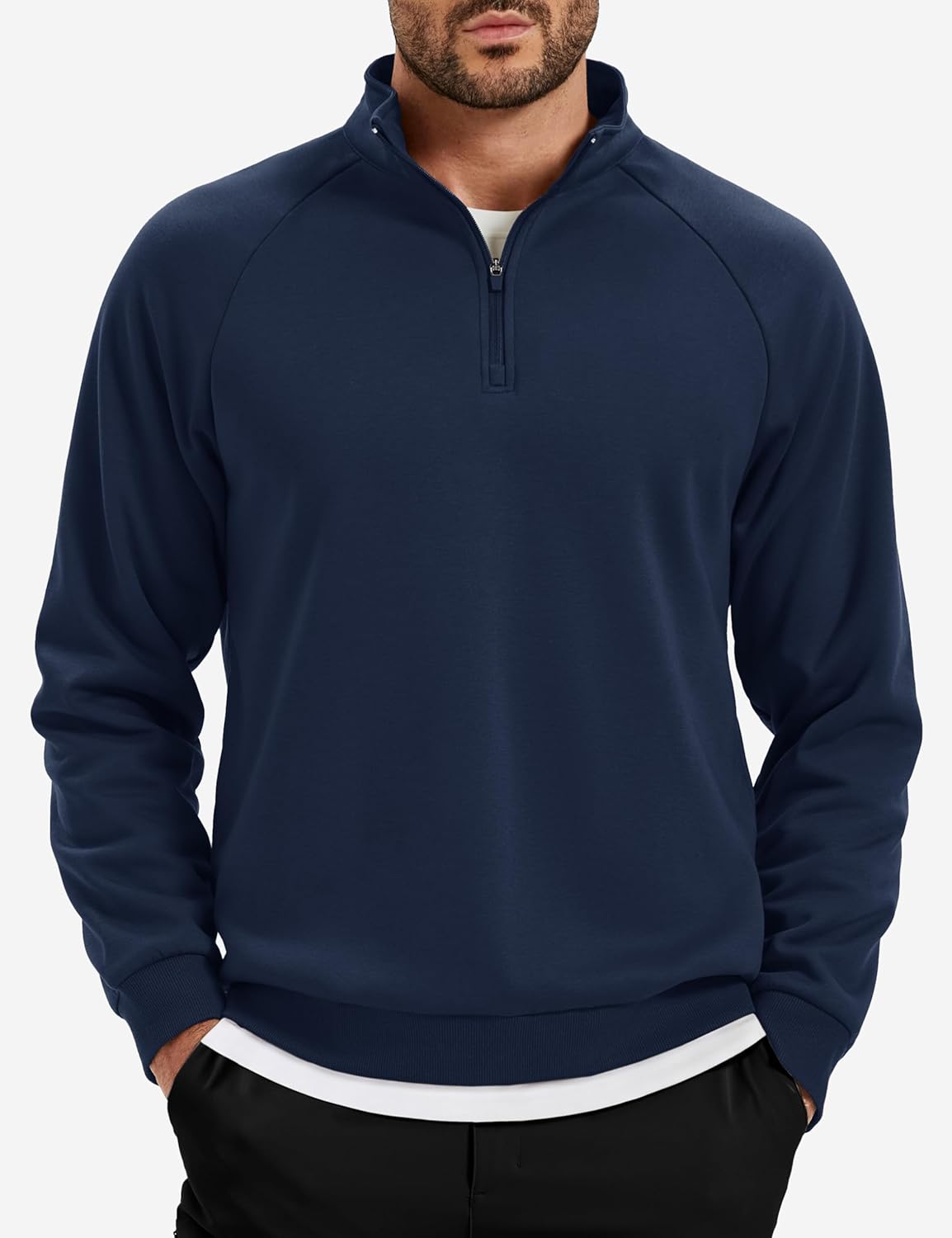 TACVASEN Men's 1/4 Zip Pullover Sherpa Fleece Lined Sweatshirts Midweight Winter Warm Thick Stand Collar Sweatshirt