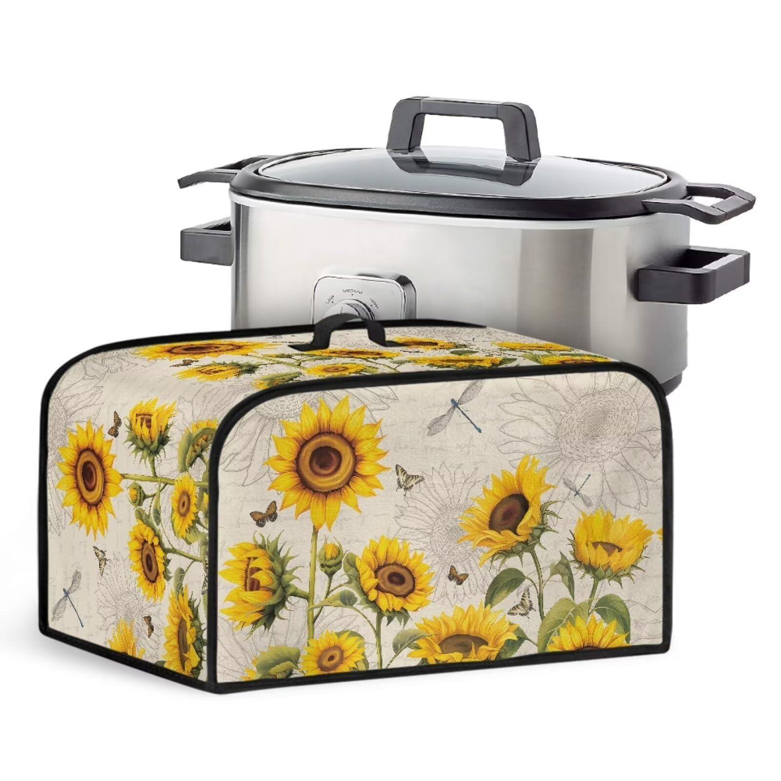 Sunflower Slow Cooker Dust Cover Dragonfly Small Appliance Covers Home Decor Insulated Slow Cooker Bags Rice Cooker Storage