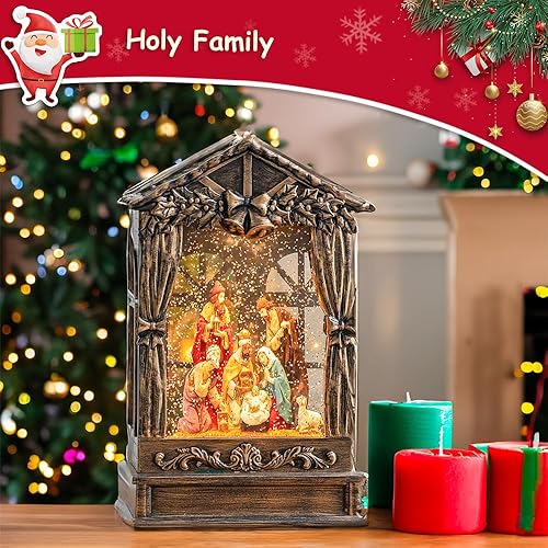 Miniatura 22 de Linterna de globo de nieve de Navidad de 10 pulgadas con cardenal, globos de nieve brillantes iluminados con música y temporizador, decoraciones