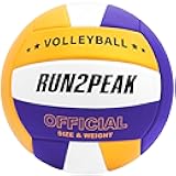 RUN2PEAK Soft Volleyball Ball Official Size 5 Volleyballs for Indoor Outdoor Beach Pool Game Play for Teen Beginner Recreational Team Professional PU Leather Training Practice Volley Balls