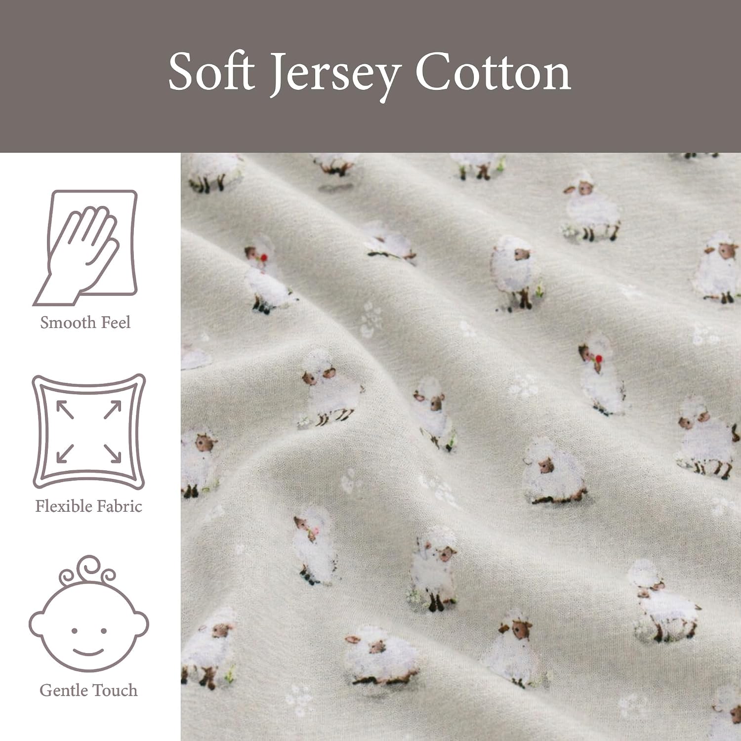Ababy Custom Size Baby Fitted Sheet for Baby Boy or Girl – Jersey Cotton Printed Crib, Bassinet, Cradle & Toddler Mattress – Soft Stretch Fabric, Pattern Designs (Little Sheep)