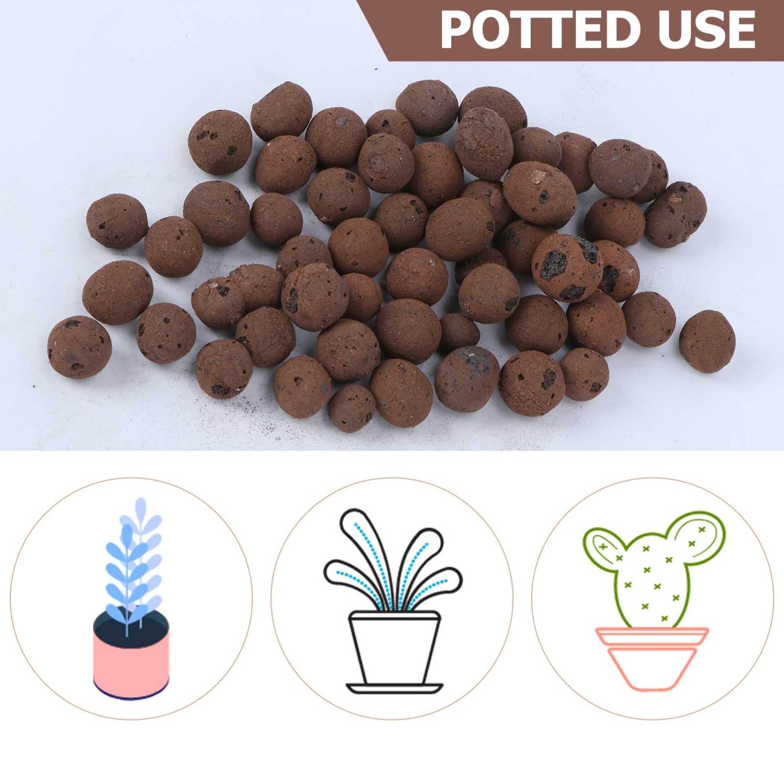 Céramsite pour Plantes en Pot, Matériau Respirant et Capacité Stable en Eau, 2 Paquet de 1000g pour Jardin et Maison, Fournitures Plantation de Fleurs