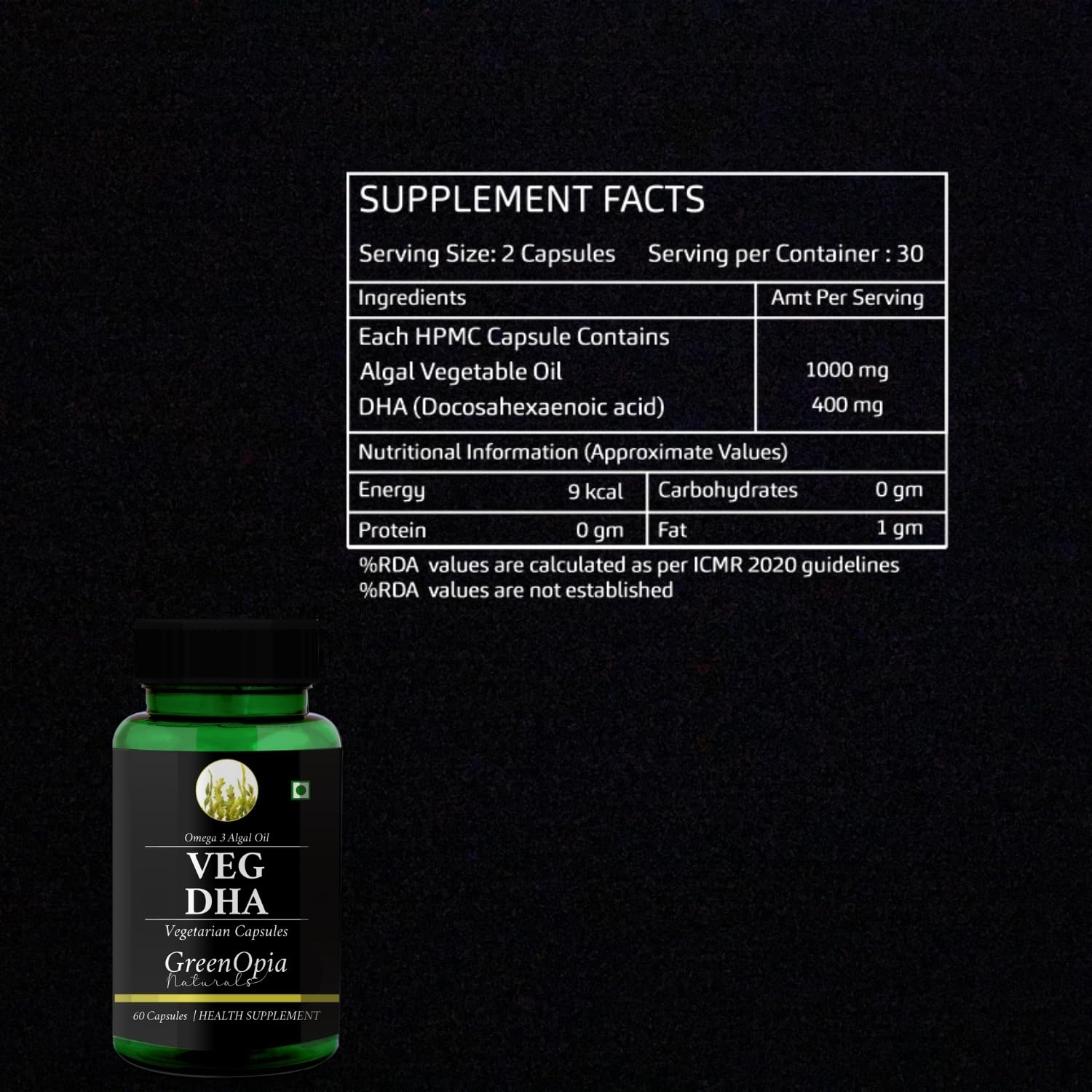 Veg DHA Omega-3 Capsules | 60 Vegetarian Capsules | Algal Oil Plant-Based | Supports Brain, Eye & Heart Health | Mercury-Free | Gluten-Free | For Vegetarians & Vegans | Men & Women — Amazon image 7