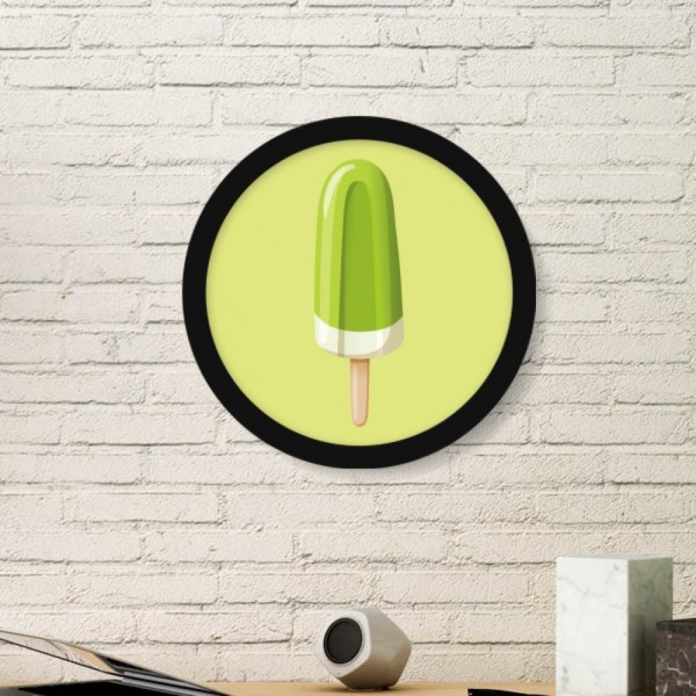 Peinture art popsicle vert cadre photo rond en bois noir pour décoration salon