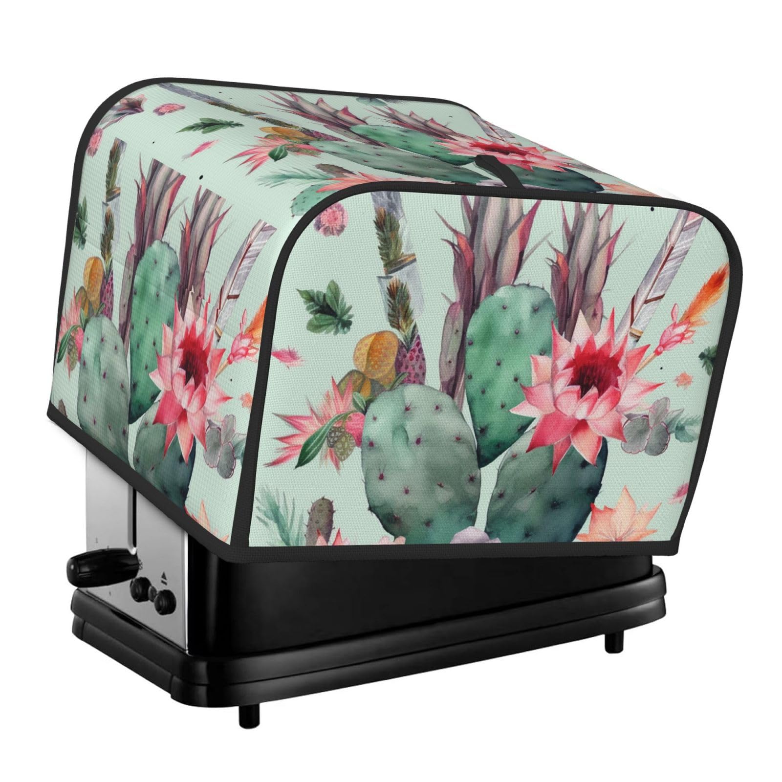 4 Slice Toaster Cover with Two Pockets for Storing knife Super Soft Appliance Covers Chic Exotic Cactus Arrow Pattern Dust Cover for Kitchen Small Oven-Cover Kitchen Bread Machine Protector Covers