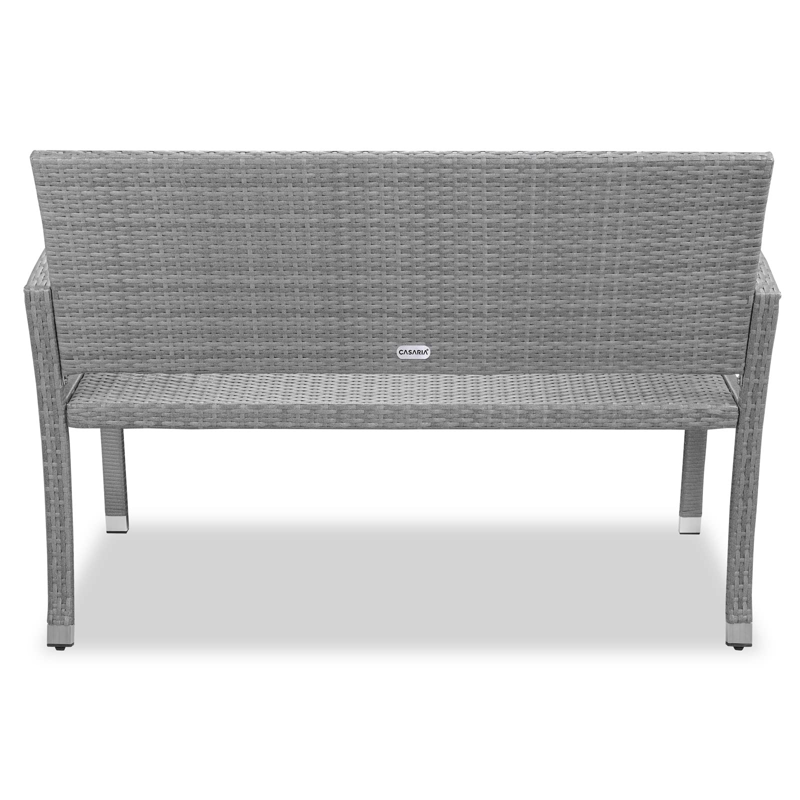 CASARIA® Banco Terraza Exterior 2 Asientos Mueble Poliratán Jardín Carga hasta 320Kg Resistente Intemperie 122x58x87cm Gris