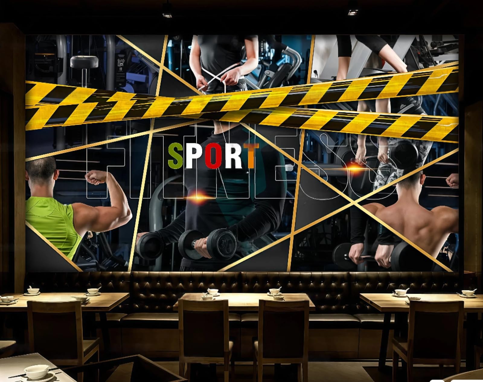 rskjdghshd Wallpaper Fashion Geometric Gym Sports Image Shopping Mall Western Restaurant Background Wall Mural Afternoon Tea Coffee Shop Wallpaper,3D,250x175cm