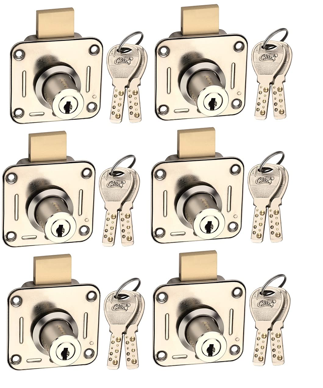 Chitra Zinc CBO-01 Multipurpose Cupboard Lock with 2 Brass 14 Pin Ultra Keys (32 MM, Satin Silver) — Amazon image 4