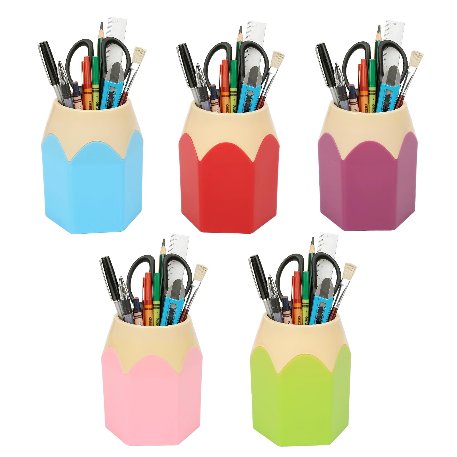 Lifreer 5 Pack Pen Pot & Pencil Pot for Desk, Desk Tidy Organiser, Pen & Pencil Holder, Desktop Stationery Storage for Home School Office Supplies, Classroom Essentials for Teachers, Office Supplies
