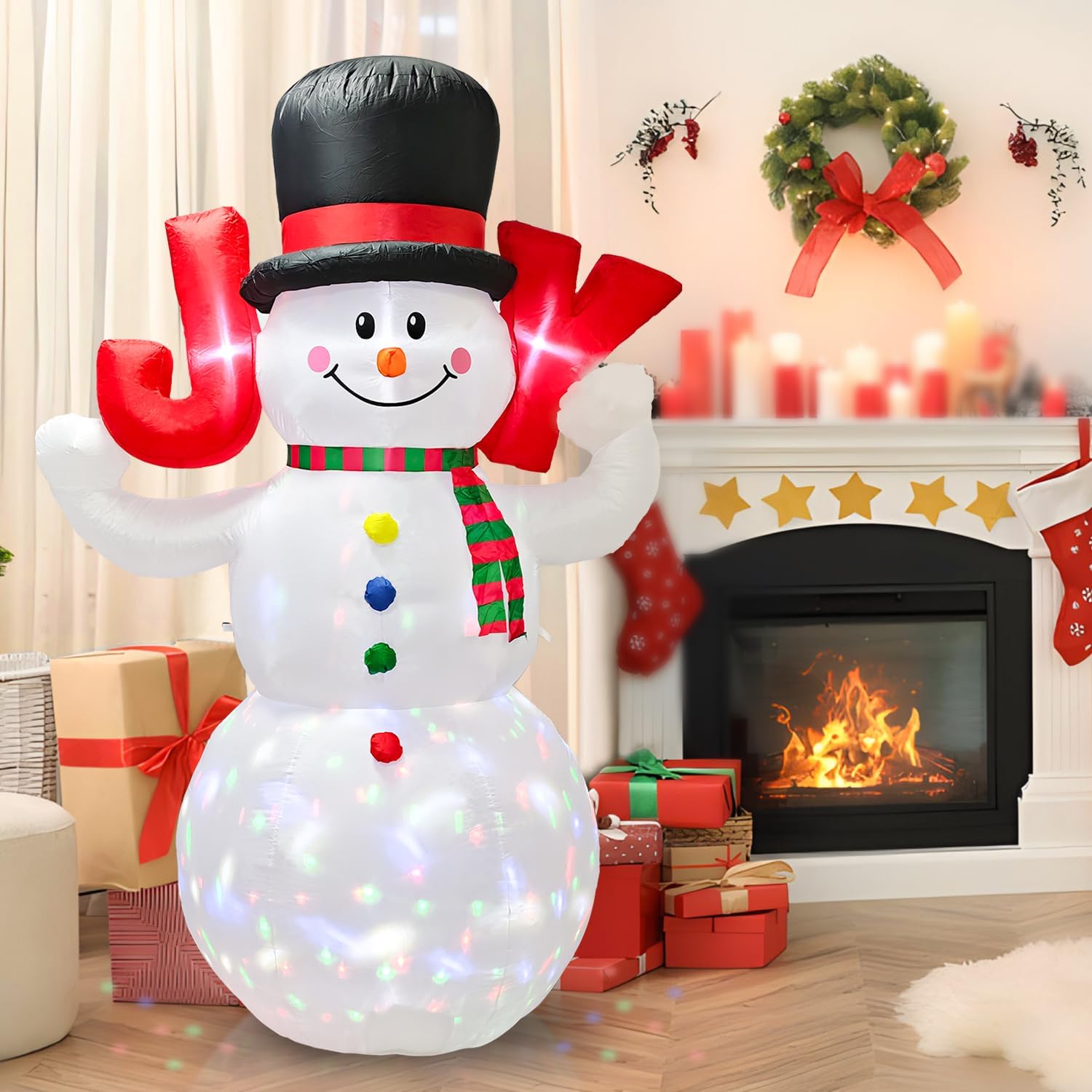 8ft Christmas Inflatables Outdoor Decorations, Christmas Blow up Snowman Built-in Rotating Colorful LED Lights, Xmas Holiday Party Indoor Outdoor Décor for Yard Lawn Garden - Image 8
