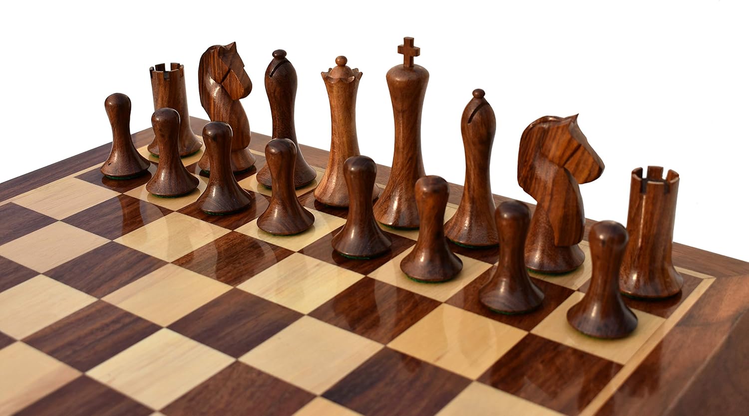 Ulbrich Series 3.75" Boxwood & Sheesham Wood Chess Pieces Set (2 Players, Age 8+) - Luxury Chess Set with 34 Pieces (Includes Two Extra Queens)