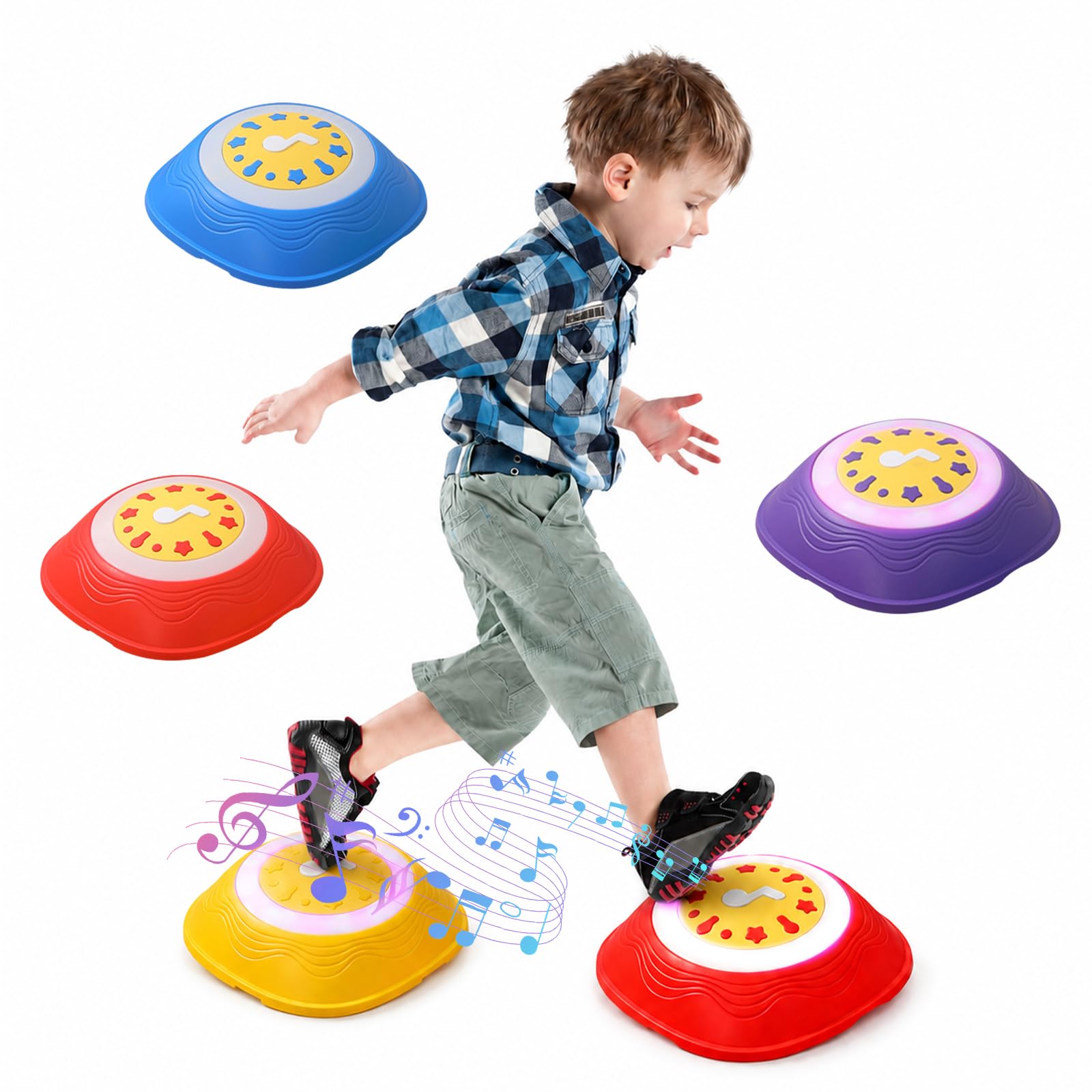 5‑Pack Light‑Up Musical Balance Stepping Stones, Non‑Slip Toy for Ages 3+
