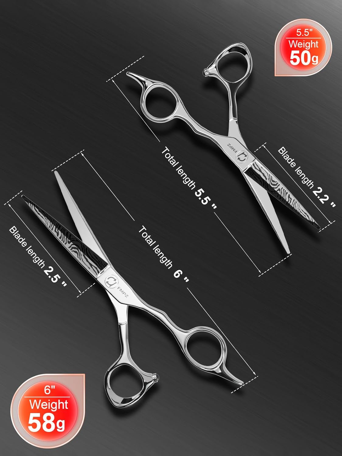 Hair Cutting Scissors Professional, 5.5" Barber Scissors, Hair Cutting Shears with 440C Steel - 60HRC Hardness Extremely Sharp with Ergonomic for Salon & Home Use - Zebra style