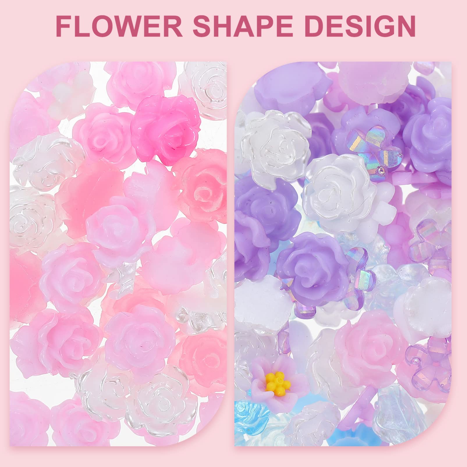 minkissy Set Di 3 Perline in Resina A Forma Di Fiore Di Rosa Con Retro Piatto Ciondoli Decorativi Per Manicure A Forma Di Pipistrello Per Gioielli Di Nail Art