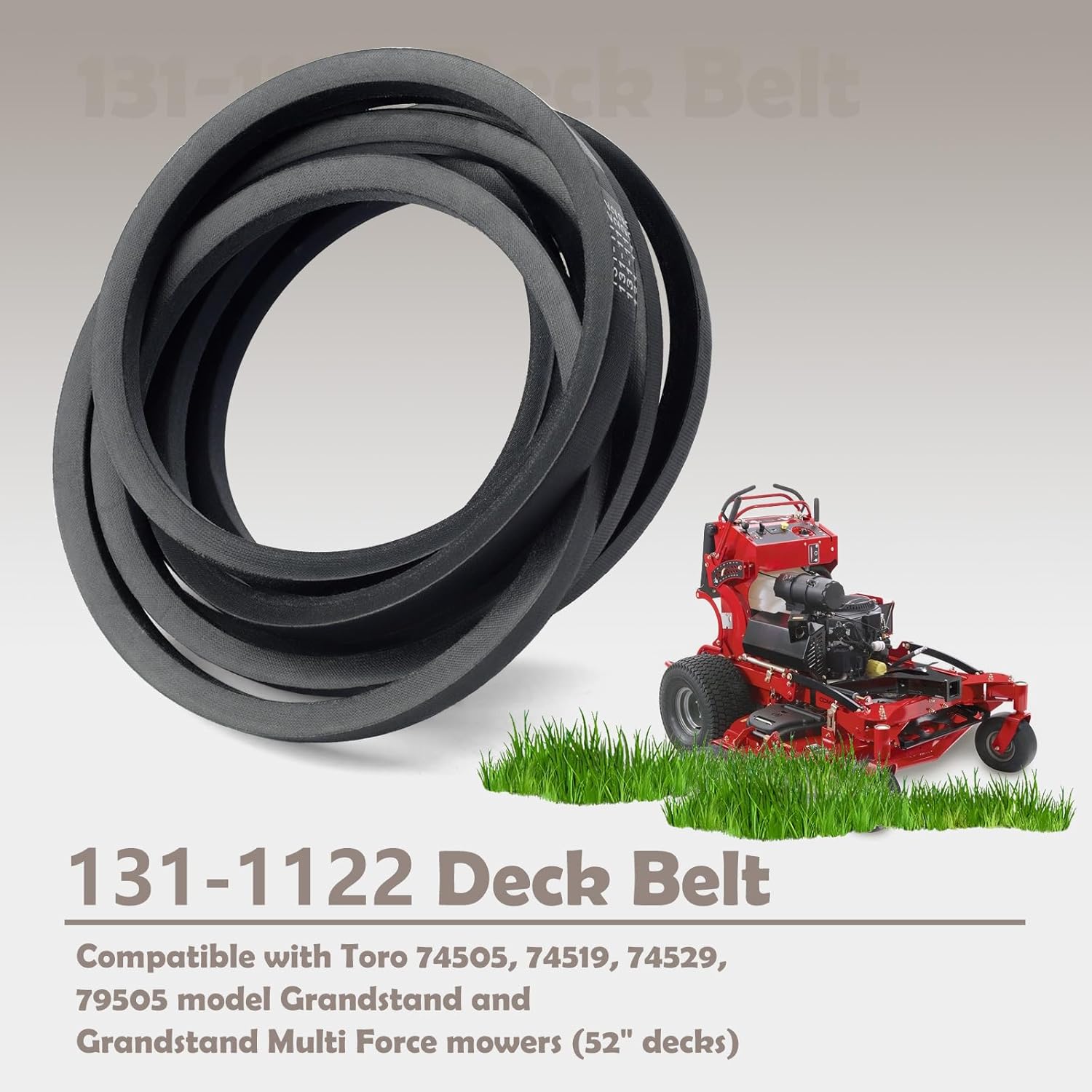 131-1122 Deck Belt Compatible with Toro 74505 74519 74529 79505 Lawn Mower Tractor 52" Decks, 161.38" L x 0.63" W Black