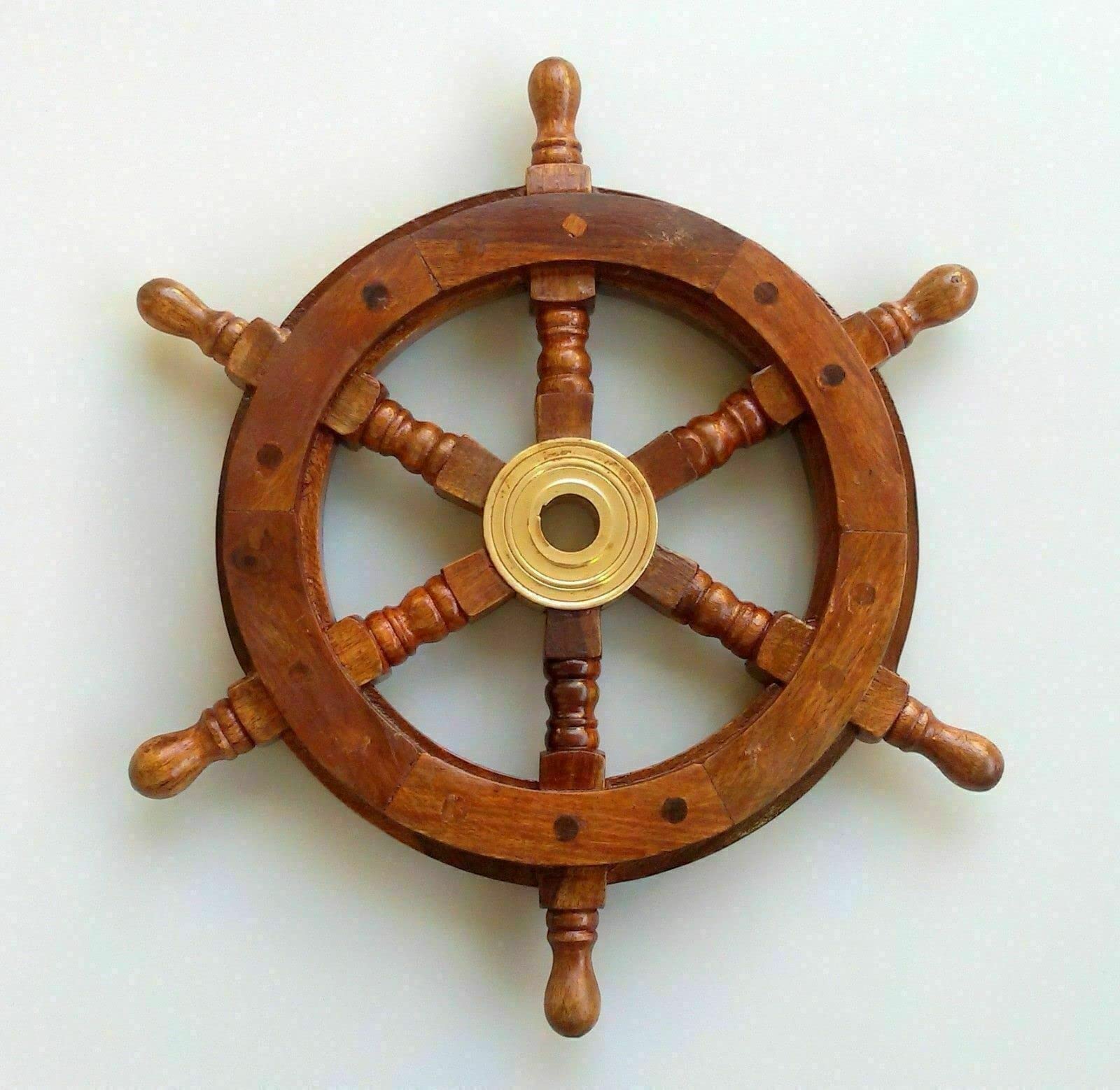 Volante de barco de madera decorativo de 12 pulgadas estilo pirata