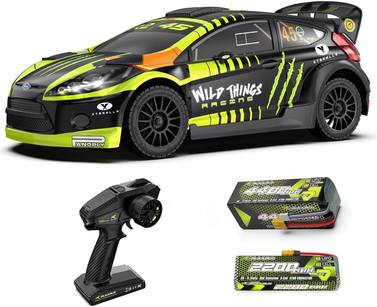 CROBOLL 1/10 Brushless Carbon Fiber RC Rally Cars for Adults and RE038 4400MAH 3S Rechargeable Li-Po Battery