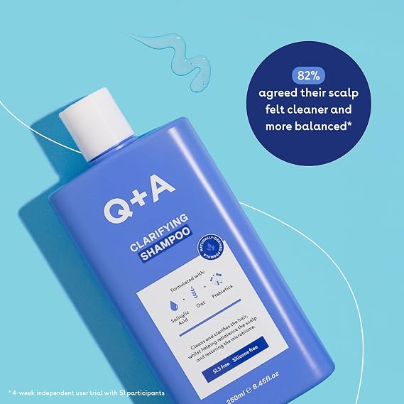 Q+A Clarifying Shampoo (250ml), Scalp-Refreshing, Build-Up Removing, Moisturizing and Microbiome-Balancing Hair Care, Salicylic Acid Shampoo, with Oatmeal and Prebiotics
