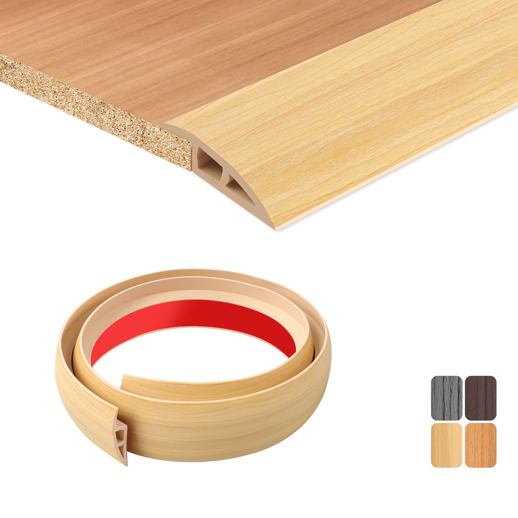 Tecdw Original Wood 100X5cm Transition Strip Self-Adhesive, Flexible Threshold Strip Non-Slip，Pvc Door Threshold Strip For Covering Doorways Tile Carpet To Tile (Original Wood）