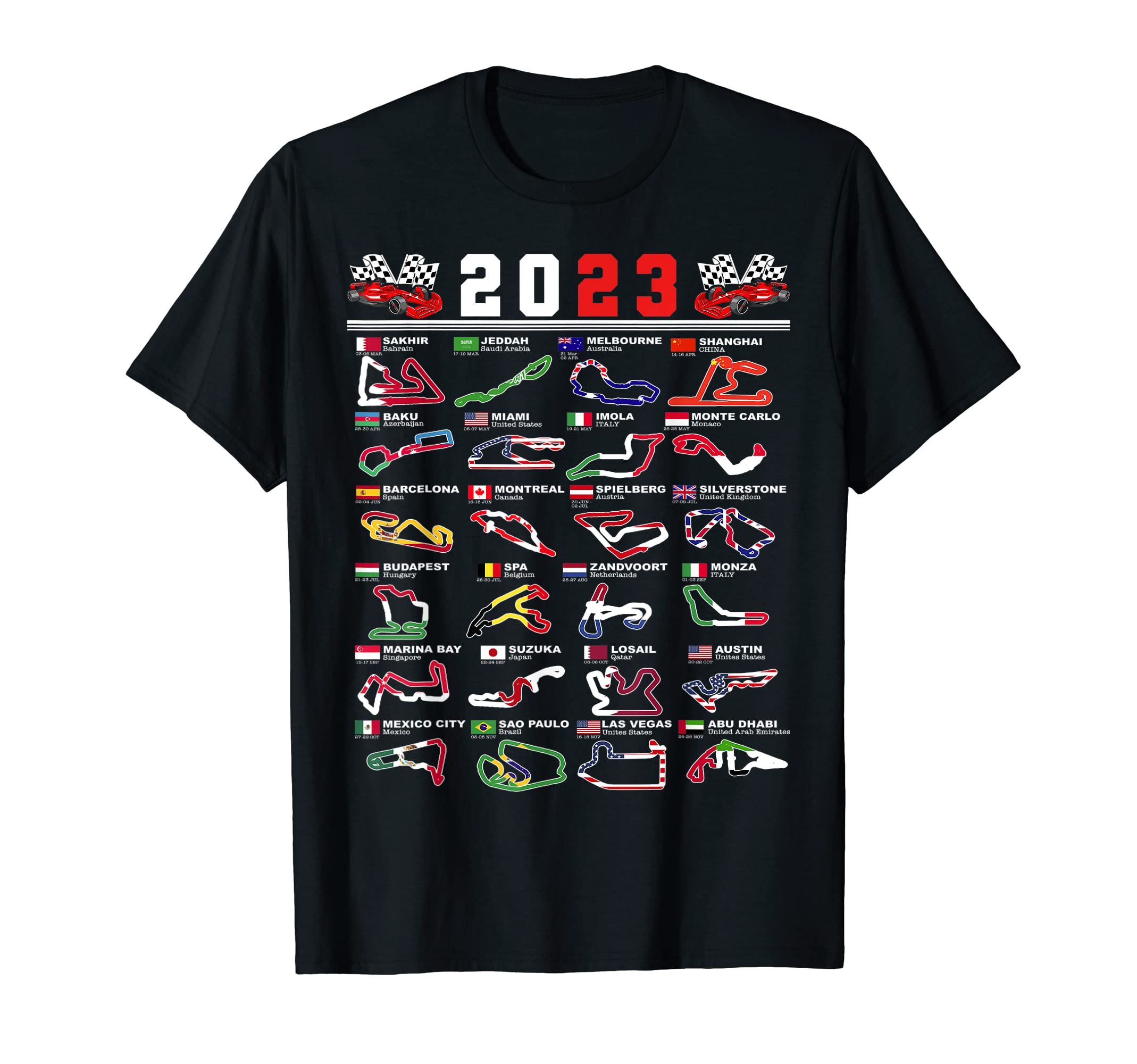 Formula Racing Open Wheel Race Car Fan 2023 World Circuits T-Shirt