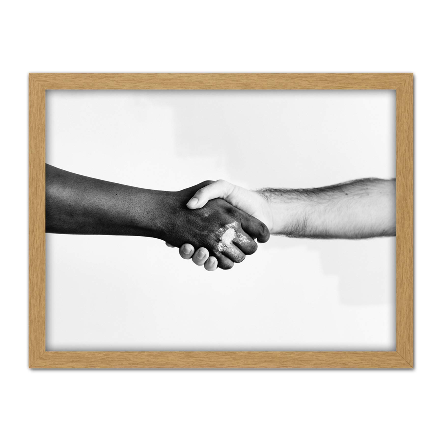 Artery8 Handshake Greeting Arms Black White Artwork Framed Wall Art Print 18X24 Inch