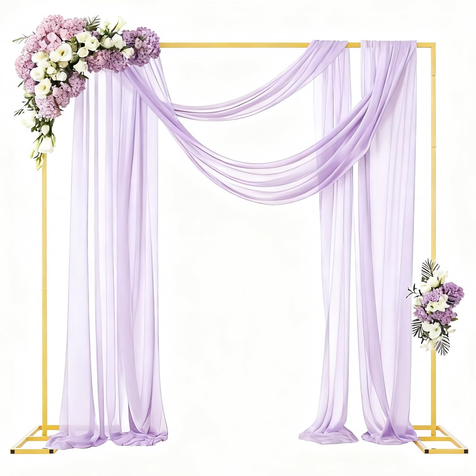 Arco de Boda 2m x 2m de Metal Dorado - Soporte de Fondo Cuadrado para Ceremonia de Boda, Rincón de Fotos, Graduación, Cumpleaños y Decoración de Fiestas