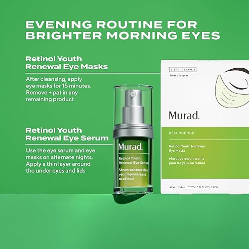 Miniatura 8 de Murad Retinol Youth Renewal Eye Masks  Parches antideslizantes debajo de los ojos para líneas finas, arrugas, patas de gallo y ojos hinchados  Tiras