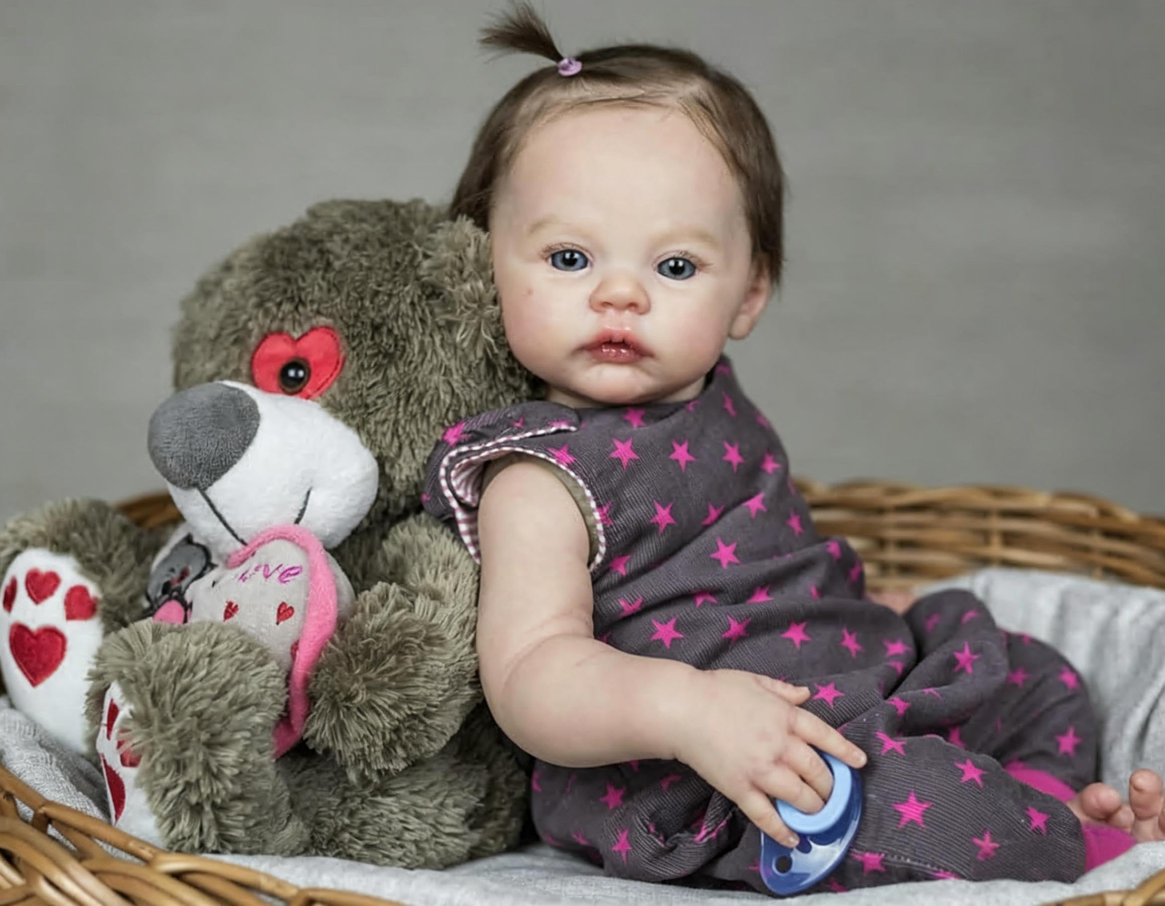 RXDOLL Winylowe lalki Reborn na całe ciało, 45 cm, prawdziwe życie, dla noworodka, dziewczynki z otwartymi oczami, ważone, realistyczne lalki niemowlęce, ręcznie robiona zabawka prezentowa z